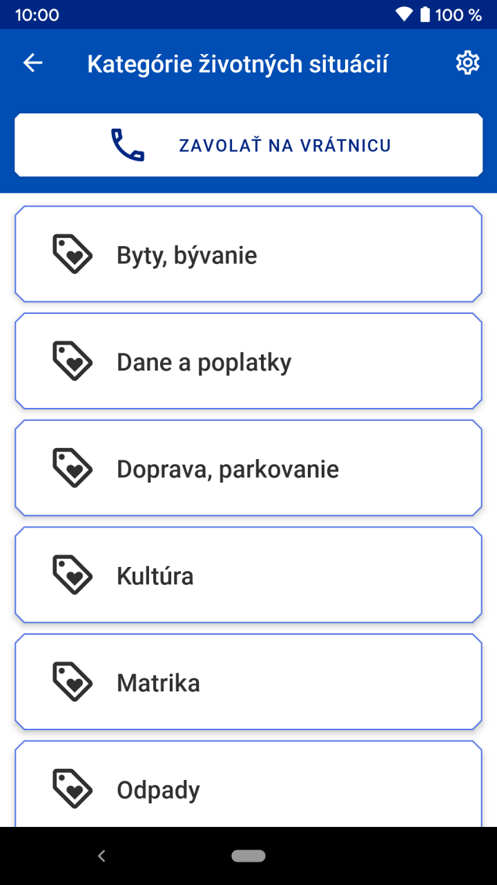 InforM8 - sprievodca: Kategórie životných situácií - Byty, bývanie; Dane a poplatky; Doprava, parkovanie; Kultúra; Matrika; Odpady